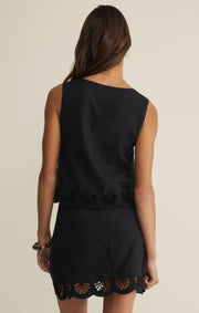 Savelo Charlene Embroidered Linen Top