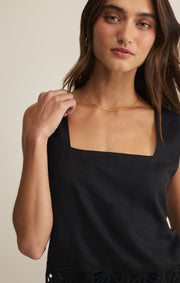 Savelo Charlene Embroidered Linen Top