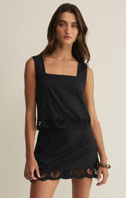 Savelo Charlene Embroidered Linen Top