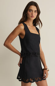 Savelo Charlene Embroidered Linen Top