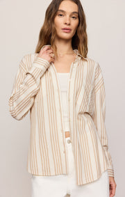 Savelo Reese Button Up Stripe Top
