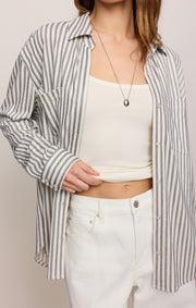 Savelo Reese Button Up Stripe Top