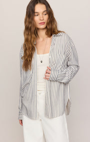 Savelo Reese Button Up Stripe Top