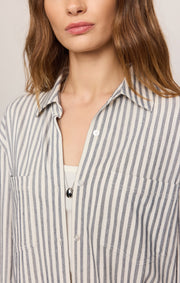 Savelo Reese Button Up Stripe Top