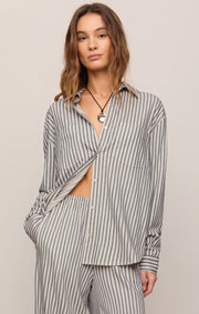 Savelo Reese Button Up Stripe Top