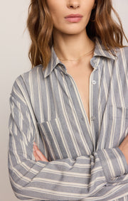 Savelo Reese Button Up Stripe Top