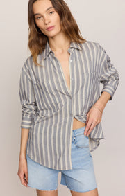 Savelo Reese Button Up Stripe Top