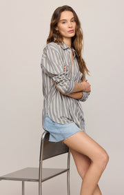 Savelo Reese Button Up Stripe Top