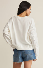 Savelo Mosaic Knit Eyelet Sweatshirt