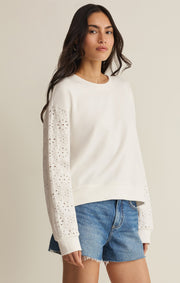 Savelo Mosaic Knit Eyelet Sweatshirt