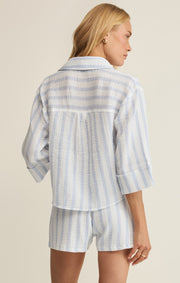 Savelo Helena Striped Airy Gauze Button Up