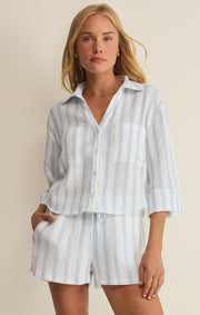 Savelo Helena Striped Airy Gauze Button Up