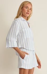 Savelo Helena Striped Airy Gauze Button Up