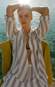 Savelo Perfect Striped Linen Button Up