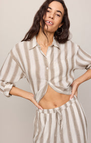 Savelo Perfect Striped Linen Button Up
