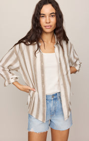 Savelo Perfect Striped Linen Button Up