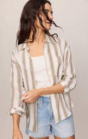 Savelo Perfect Striped Linen Button Up