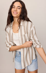 Savelo Perfect Striped Linen Button Up