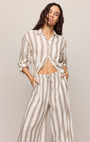 Savelo Perfect Striped Linen Button Up