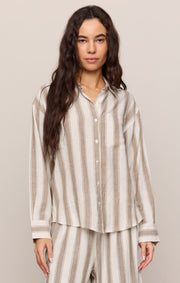 Savelo Perfect Striped Linen Button Up