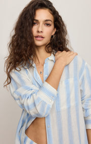 Savelo Perfect Striped Linen Button Up