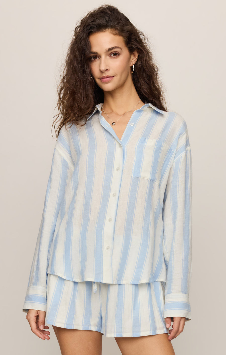 Savelo Perfect Striped Linen Button Up