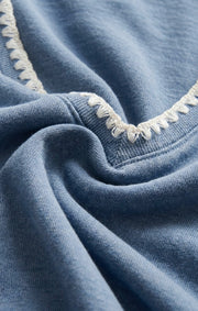 Savelo All Day Knit Denim Crop Whipstitch Jacket