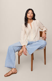 Savelo Louella Embroidered Button Up Top