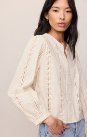 Savelo Louella Embroidered Button Up Top