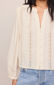 Savelo Louella Embroidered Button Up Top