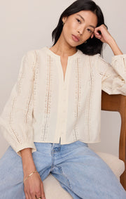 Savelo Louella Embroidered Button Up Top