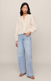 Savelo Louella Embroidered Button Up Top