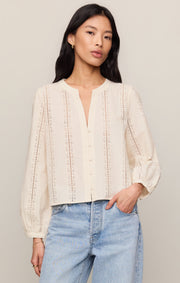 Savelo Louella Embroidered Button Up Top