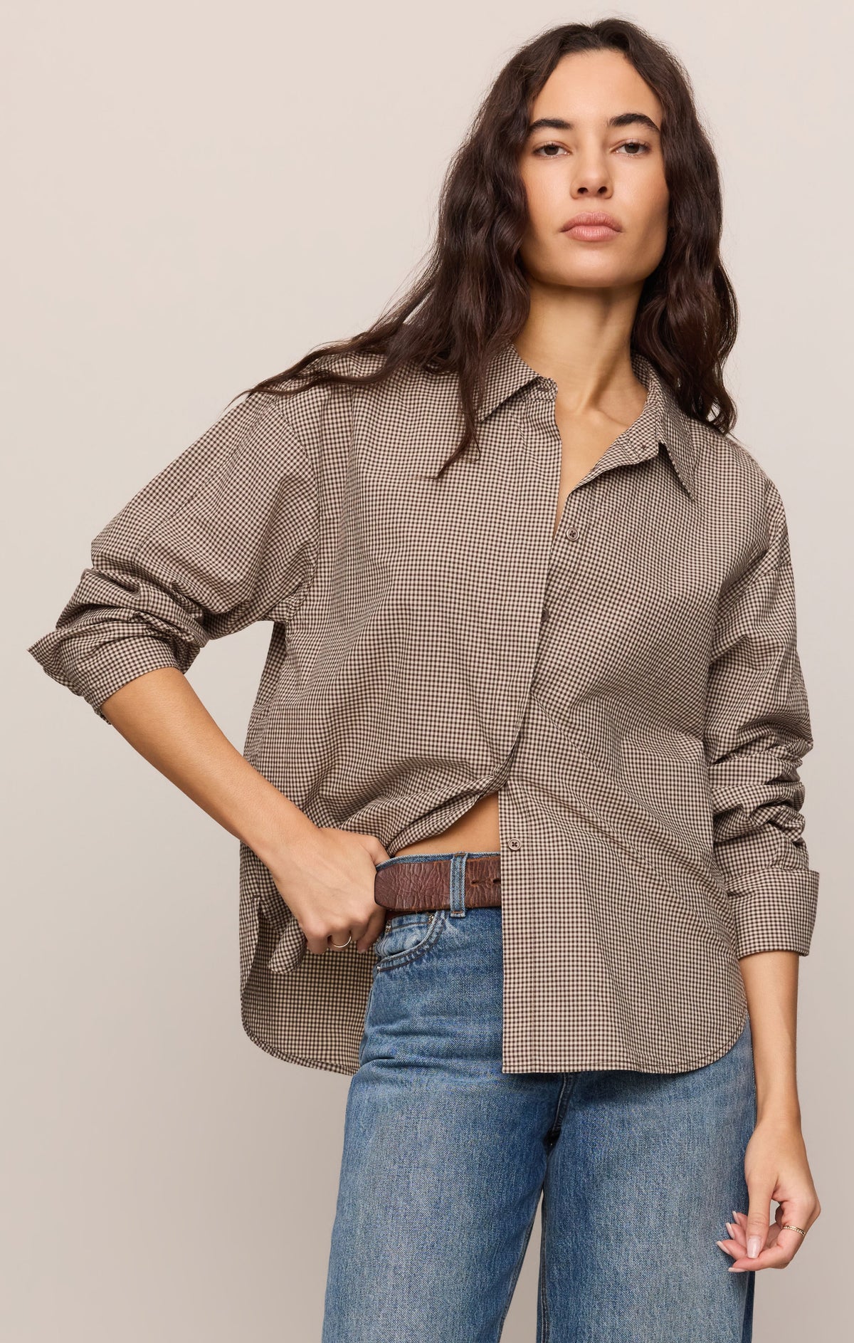 Savelo On Duty Gingham Button Up Shirt