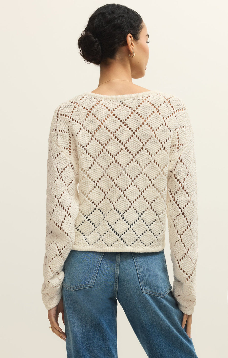 Savelo Hullen Diamond Crochet Sweater