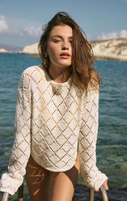 Savelo Hullen Diamond Crochet Sweater