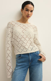 Savelo Hullen Diamond Crochet Sweater