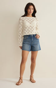 Savelo Hullen Diamond Crochet Sweater