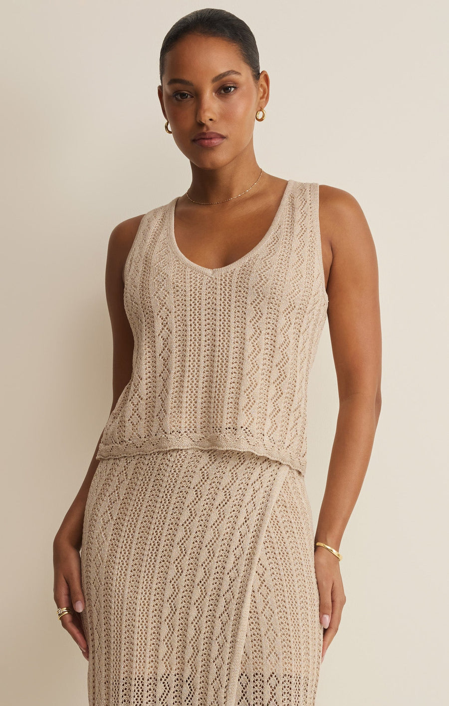 Savelo Glimmer Pointelle Tank