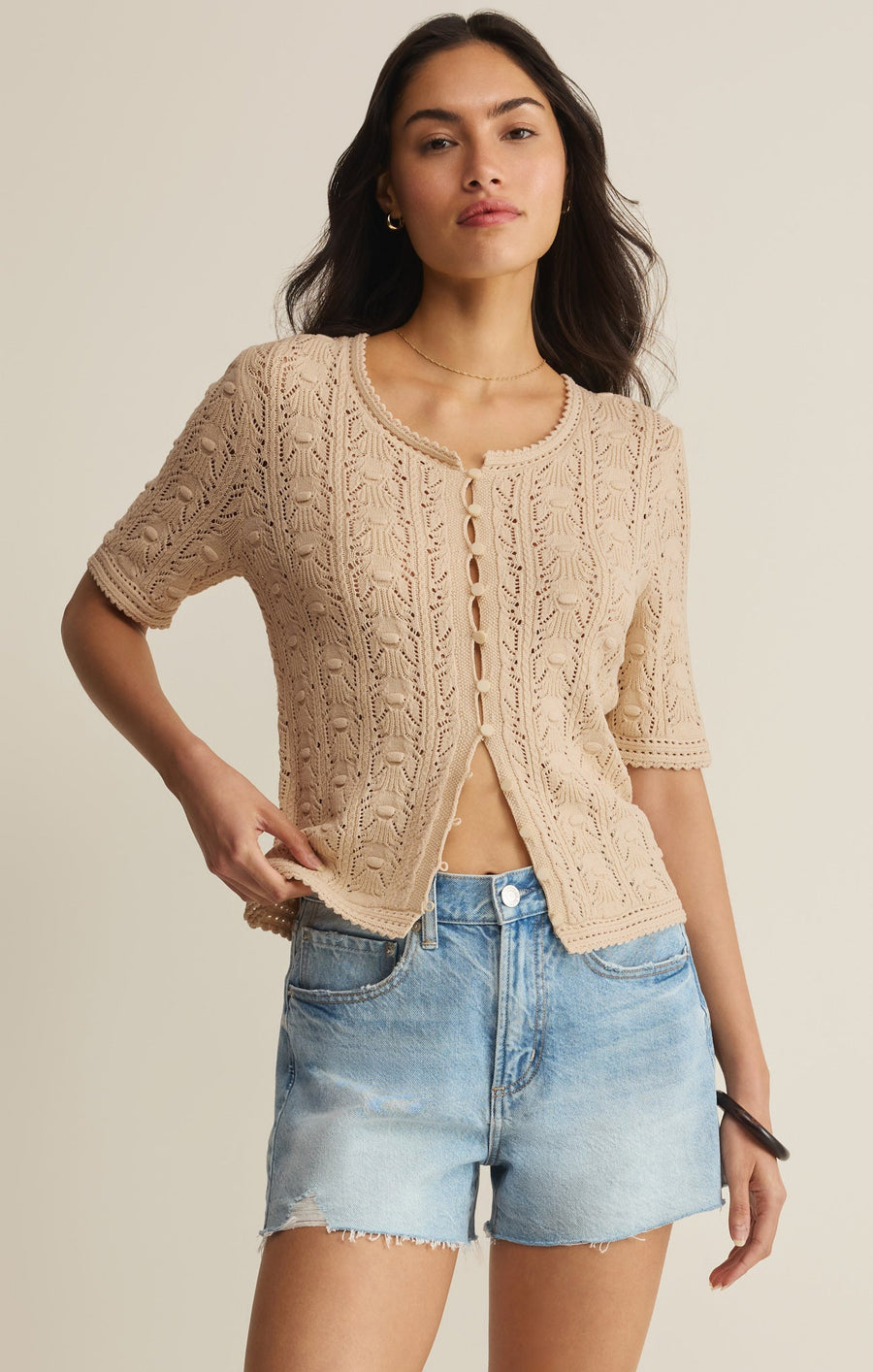 Savelo Adria Pointelle Cardigan