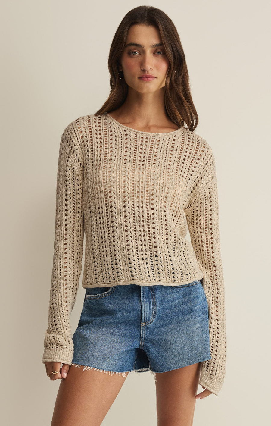 Savelo Upland Crochet Sweater Top