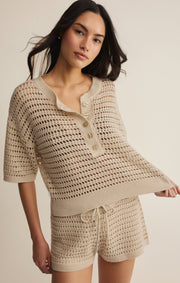 Savelo Kylo Henley Crochet Top