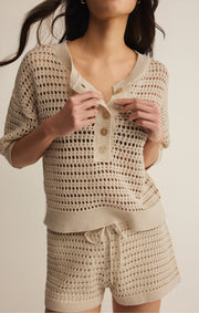 Savelo Kylo Henley Crochet Top