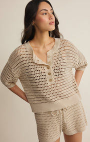 Savelo Kylo Henley Crochet Top