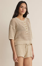 Savelo Kylo Henley Crochet Top