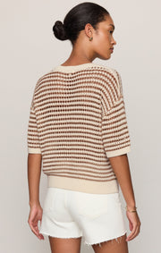 Savelo Kylo Striped Crochet Sweater