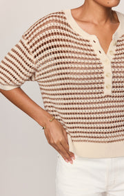 Savelo Kylo Striped Crochet Sweater
