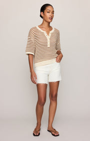 Savelo Kylo Striped Crochet Sweater