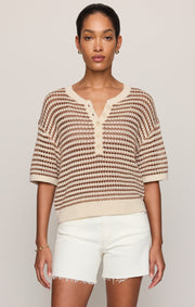 Savelo Kylo Striped Crochet Sweater