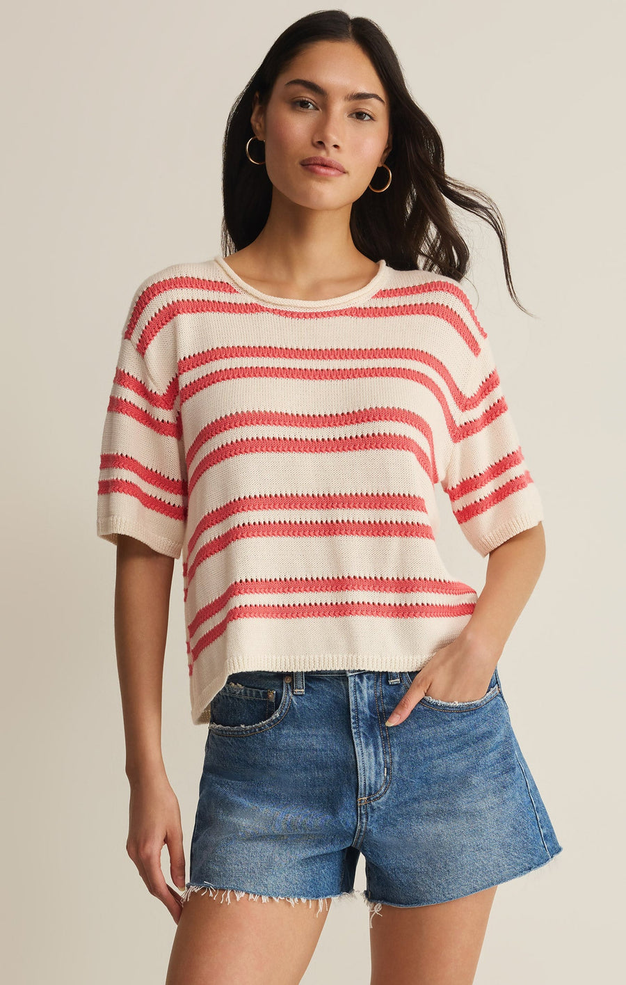 Savelo Prado Stripe Sweater Top